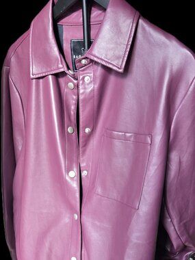 Bagatelle Collection Faux Leather Shacket | Snap‑Front Jacket | Size M